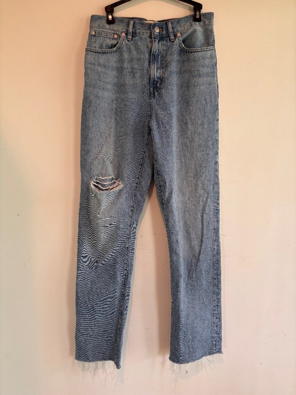 Madewell 90s Straight Jean Raw Hem Distressed 28T